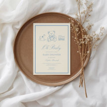 Chá de Bebê Urso Teddy Azul Pastel Clássico