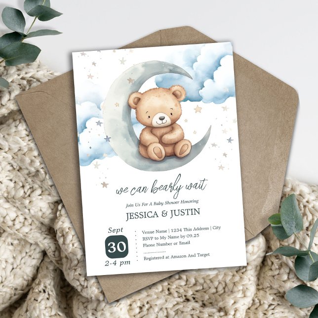 Convites Chá de Bebê Urso Teddy Encantado (Criador carregado)