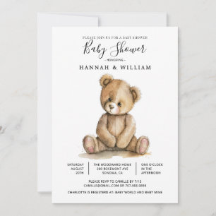 Convites Chá de Bebê Urso Teddy Fofo