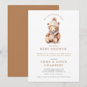 Convites Chá de Bebê Urso Teddy Fofo de Inverno