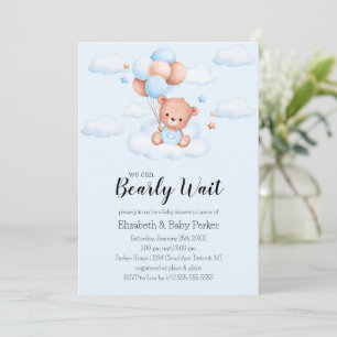 Convites Chá de Bebê Urso Teddy Menino