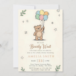 Convites Chá de Bebê Urso Teddy Rosa Amarelo Caprichoso