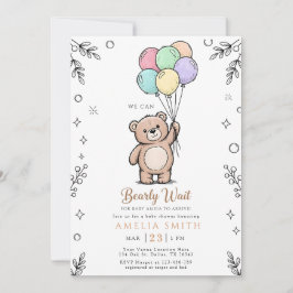 Convites Chá de Bebê Urso Teddy Rosa Amarelo Caprichoso