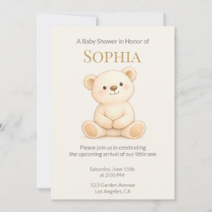 Convites Chá de Bebê Urso Teddy Sem Distinção de Gênero