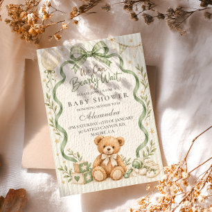 Convites Chá de Bebê Urso Verde Salvia