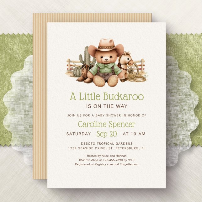 Convites Chá de Bebê Vaqueano Neutro Little Buckaroo (Criador carregado)