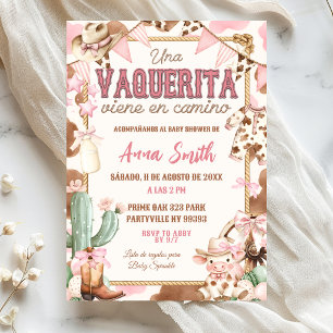 Convites Chá de Bebê Vaquerita Rosa Espanhol