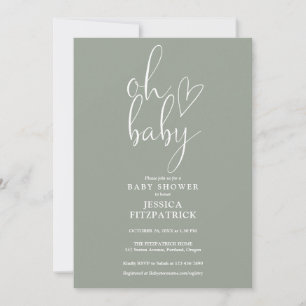 Convites Chá de Bebê Verde Oliva Bebe Gender Neutral