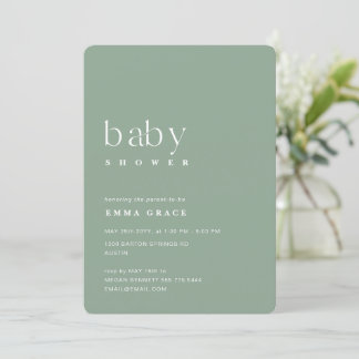 Convites Chá de Bebê Verde Oliva Neutro Minimalista