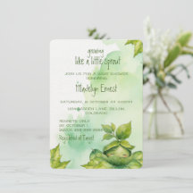 Chá de Bebê Verde Personalizado Ilustrado Natureza
