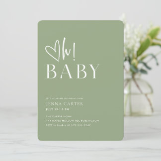 Convites Chá de Bebê Verde Sage Clássico e Elegante
