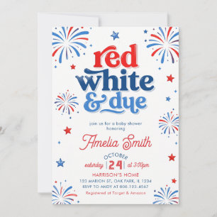 Convites Chá de Bebê Vermelho Branco e Devido 4 de Julho
