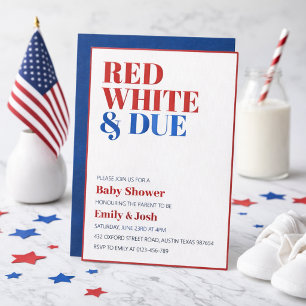 Convites Chá de Bebê Vermelho Branco e Devido no 4 de Julho
