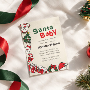 Convites Chá de Bebê Vermelho e Verde do Papai Noel Natal
