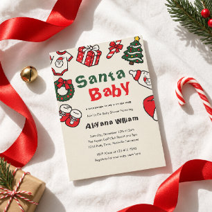 Convites Chá de Bebê Vermelho e Verde do Papai Noel Natal