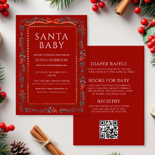 Convites Chá de Bebê Vermelho Natalino Santa Baby