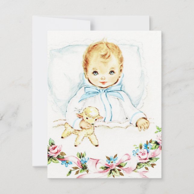 Convites Chá de Bebê Vintage Baby Blue para Menino (Frente)