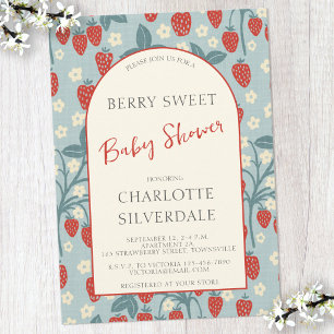 Convites Chá de Bebê Vintage Berry Sweet Morango