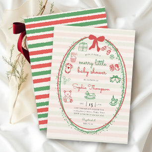 Convites Chá de Bebê Vintage de Natal Alegre Bebezinho