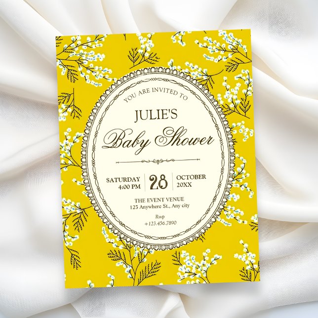 Convites Chá de bebê vintage floral (Criador carregado)