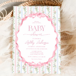 Convites Chá de Bebê Vintage Floral, Rosa e Azul