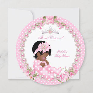 Convites Chá de Bebê Vintage Menina Fofo Pérola Rosa 3B