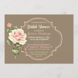 Convites Chá de Bebê Vintage Shabby Rosa Creme Rosa