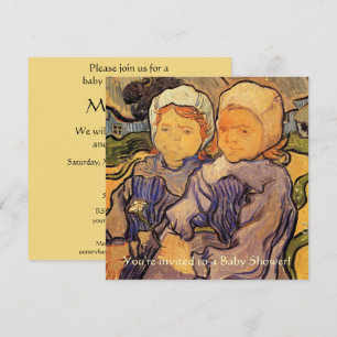 Convites Chá de Bebê Vintage, Van Gogh, Duas Crianças