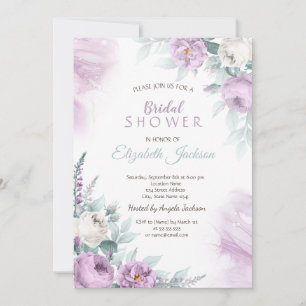 Convites Chá de Bebê Violet Roses Polka Dots