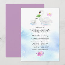 Chá de Bebê Virtual em Aquarela de Cisne