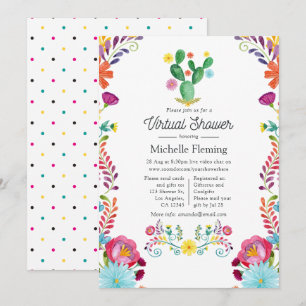 Convites Chá de Bebê Virtual Floral Aquarela Fiesta