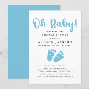 Convites Chá de Bebê Virtual Oh Baby Boy   Pézinho de Bebê 