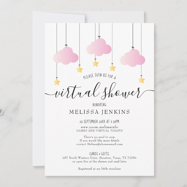 Convites Chá de Bebê Virtual Online à Distância pelo Correi (Frente)