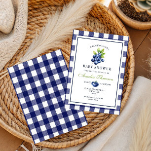 Convites Chá de Bebê Xadrez Azul Doce de Frutas
