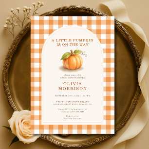 Convites Chá de Bebê Xadrez de Outono Little Pumpkin