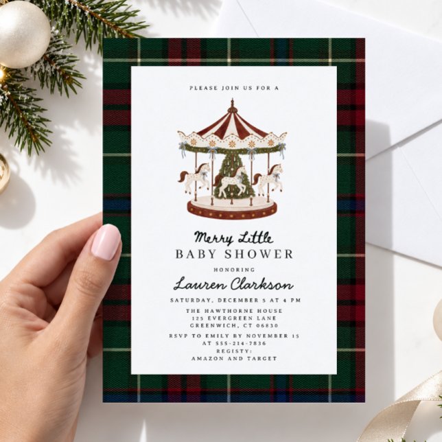Convites Chá de Bebê Xadrez Merry Little Carousel (Criador carregado)