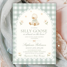Chá de Bebê Xadrez Verde Neutro Silly Goose