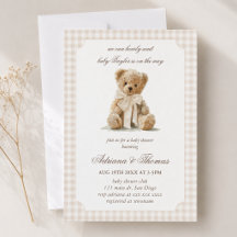 Chá de Bebê Xadrez Vintage Urso