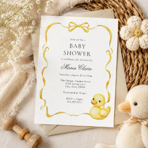 Convites Chá de Bebê Yellow Ducky e Fitas