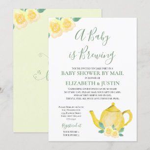 Convites Chá de Bebê Yellow Teapot Baby Shower por Correio