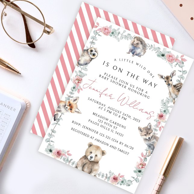 Convites Chá de bebês da floresta branca (Criador carregado)