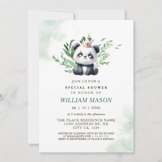 Convites Chá de Bebezinho de Panda Cuta Verde