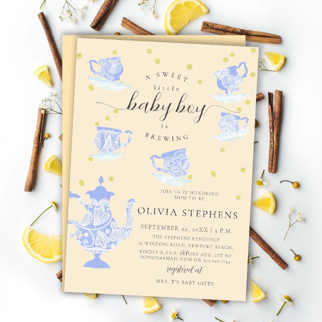 Convites Chá de Bebezinho do Boho Lace do Boho Party Blue E (Criador carregado)