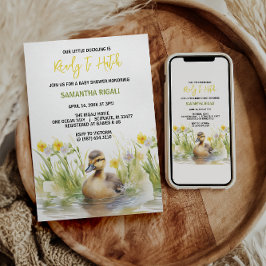 Convites Chá de Bebezinho Pato-de-Cama Cinto-d-Água