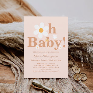 Convites Chá de Boho Daisy Baby Girl