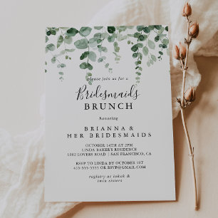 Convites Chá de Brunch Minimalista Eucalyptus Bridesmaids