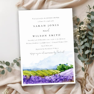 Convites Chá de Campos de Lavanda de Aquarela Elegante