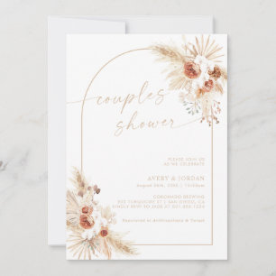 Convites Chá de Casais Boho Beige Pampas Grass