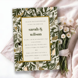 Convites Chá de Casais Botânicos Retro Verde Rustic Boho