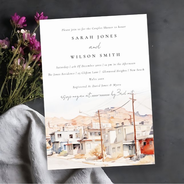 Convites Chá de Casais de Aquarela de El Paso Texas City Sc (Criador carregado)